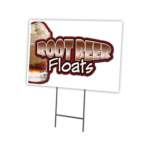Root Beer Float Yard Sign & Stake outdoor plastic coroplast window, C-1216 Root Beer Float